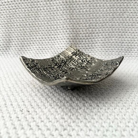 Brutalist Candy Dish / Trinket Tray by Patrick Meyer Pewter  Peter Meyer Signed Brutalist Pewter Heavy Metal Curved Corners Trinket Dish 5.5”